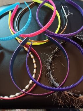 Assorted Girls Plastic Headbands - Purple, Blue, Pink, Yellow, Brown, Set Of 10